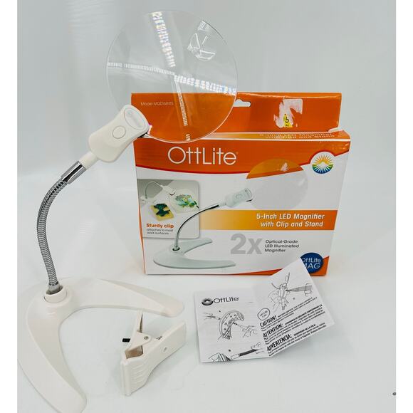 OttLite LED Magnifier Lamp Clip-On Freestanding Flexible Craft Hobby Light 2X - Picture 1 of 7